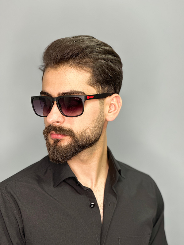 عینک آفتابی مردانه اورجینال مشکی ری بن shn مستطیلی